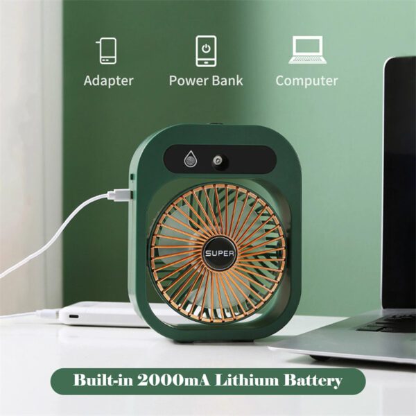 Air Conditioning Fan Desk Misting Fan Air Cooler Cooling USB Rechargeable - Image 2