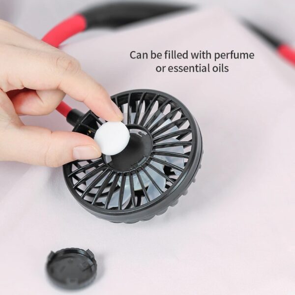 Mini Portable Hanging Neckband Fan USB Rechargeable Double Fans Air - Image 6