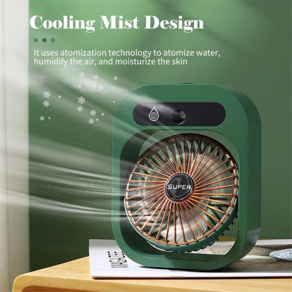 Air Conditioning Fan Desk Misting Fan Air Cooler Cooling USB Rechargeable - Image 9