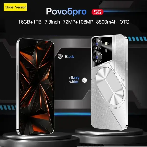 Original 5G Smartphone Povo5 Pro Brand New Gaming Mobile Phone Smart Phone i15 16G 1T Cheap Telephone Telefon Inteligente Medome