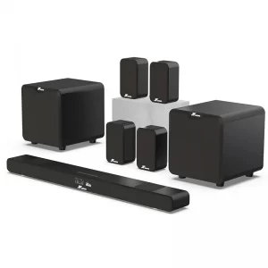 7.1 HD Wireless Home Theater Surround Sound System for TV with Big Sound Wired Subwoofer and 2 Pairs of Surround Speakers