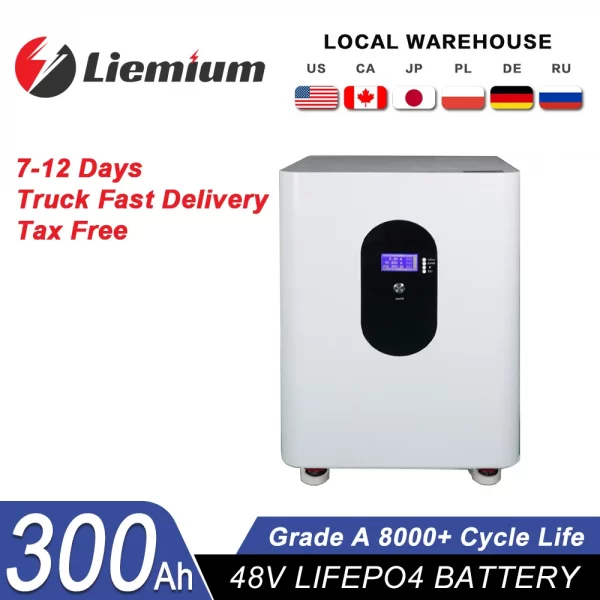 LiFePO4 48V 300Ah Battery Pack 51.2V 200Ah 120Ah 50Ah Lithium Battery 6000+ Cycles for Home RV Solar Off-Grid 48V LiFePO4 NO Tax