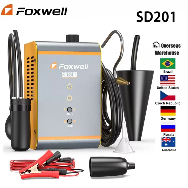 FOXWELL SD201 12V Car Smoke Leak Detector Leak Tester Auto Diagnostic Tools Vacuum Cleaner Fuel Pipe Oil Leak EVI-Smoke