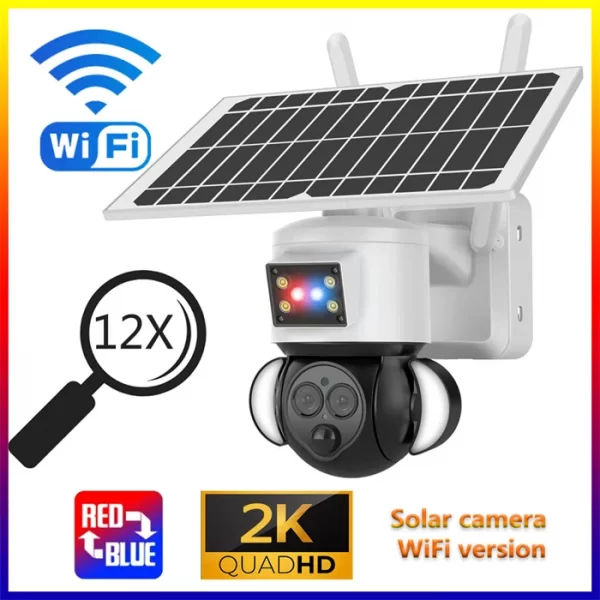 WiFi 6 IP66 4K 8MP Solar Powered Bullet And PTZ Camera Solar Power Security Camera System Outdoor 2 Way Audio Kit 4G Lamp Camera