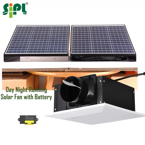 Sunny DC Vent Kits Green Energy 80W Solar Battery Powered Inline Ducted Centrifugal Fan Livingroom Bathroom Ceiling Exhaust Fan