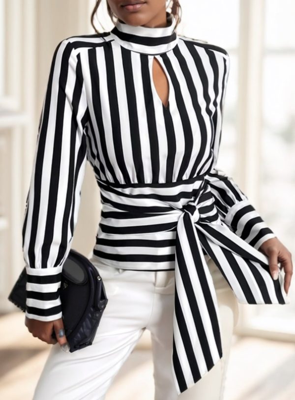 Ladies' Striped Long-sleeved – Image 6