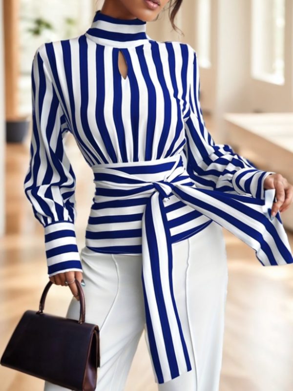Ladies' Striped Long-sleeved – Image 4